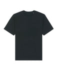 The STTU788 Stanley/Stella Freestyler Black (C002) is a unisex heavy-weight T-shirt with a round neckline, made from 100% organic cotton. Crafted from single jersey fabric, the black tee is shown flat on a white background by Stanley/Stella.