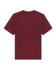 Back view of the Stanley/Stella STTU788 Freestyler Burgundy (C244), a heavy weight unisex T-shirt, crafted from organic cotton, set against a crisp white background.