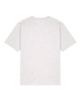 The STTU788 Stanley/Stella Freestyler Coll Heather Grey (C146) unisex heavy weight t-shirt is shown from the back, laid flat on a white background. Made from fabric-washed organic open-end cotton, it offers a soft feel and enduring comfort.