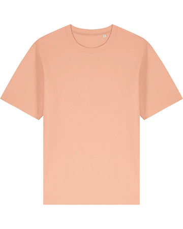 The STTU788 Stanley/Stella Freestyler Fraiche Peche (C101) is a unisex heavyweight t-shirt made of 100% organic cotton, featuring a plain beige design on a white background.