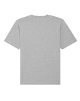 The unisex STTU788 Stanley/Stella Freestyler T-shirt in Heather Grey (C250) is displayed flat from the back, featuring short sleeves. Made from soft single jersey fabric, it offers a plain design ideal for any occasion.