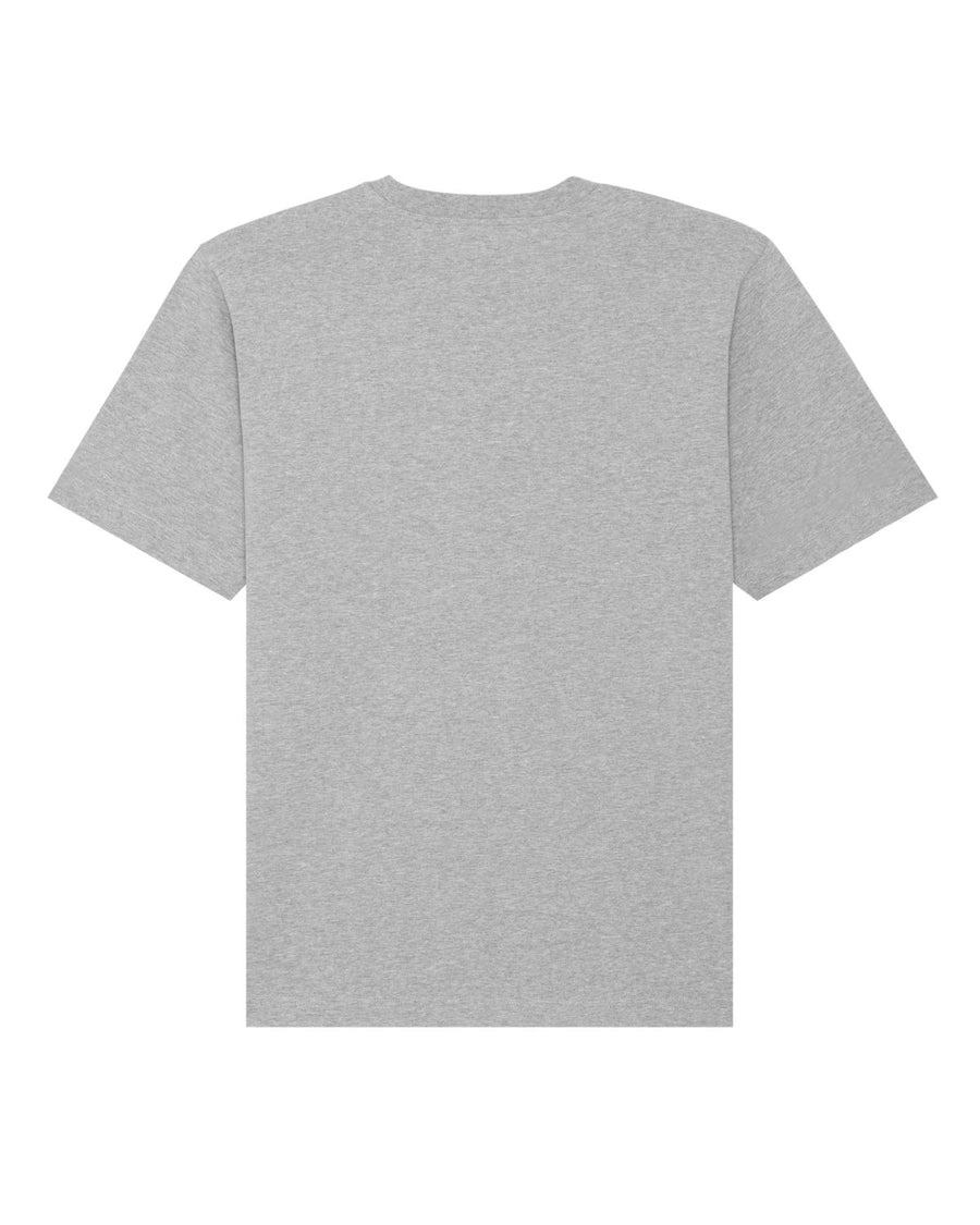 The unisex STTU788 Stanley/Stella Freestyler T-shirt in Heather Grey (C250) is displayed flat from the back, featuring short sleeves. Made from soft single jersey fabric, it offers a plain design ideal for any occasion.