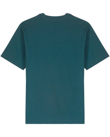 The STTU788 Stanley/Stella Freestyler Stargazer (C702) by Stanley/Stella, a sustainable plain dark green T-shirt made from organic cotton, is displayed against a white background.