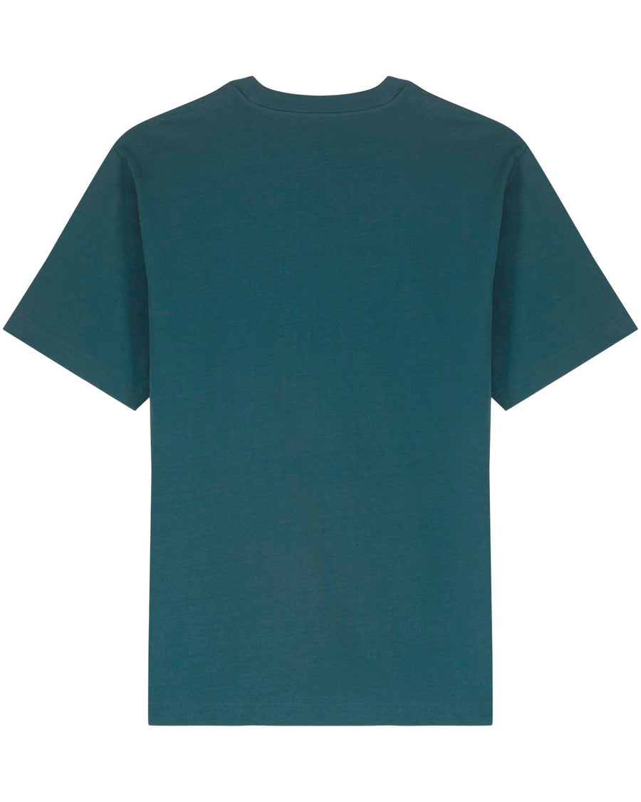 The STTU788 Stanley/Stella Freestyler Stargazer (C702) by Stanley/Stella, a sustainable plain dark green T-shirt made from organic cotton, is displayed against a white background.