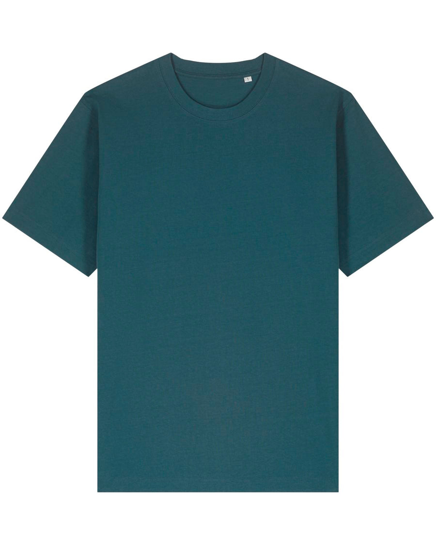 Unisex STTU788 Stanley/Stella Freestyler Stargazer (C702), a plain dark green T-shirt made from organic cotton, displayed on a white background.