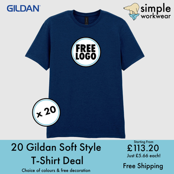 BUNDLE X 20 Gildan Softstyle Ringspun T-Shirts With Free DTG Print
