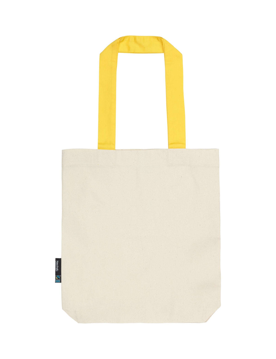 O90002 Neutral Fairtrade Organic Cotton Twill Bag With Contrast Handles