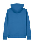 The STSU177 Stella/Stella Cruiser 2.0 in Mindful Blue (C729) by Stanley/Stella is a plain unisex hoodie, seen from the back, featuring long sleeves and crafted from organic cotton.