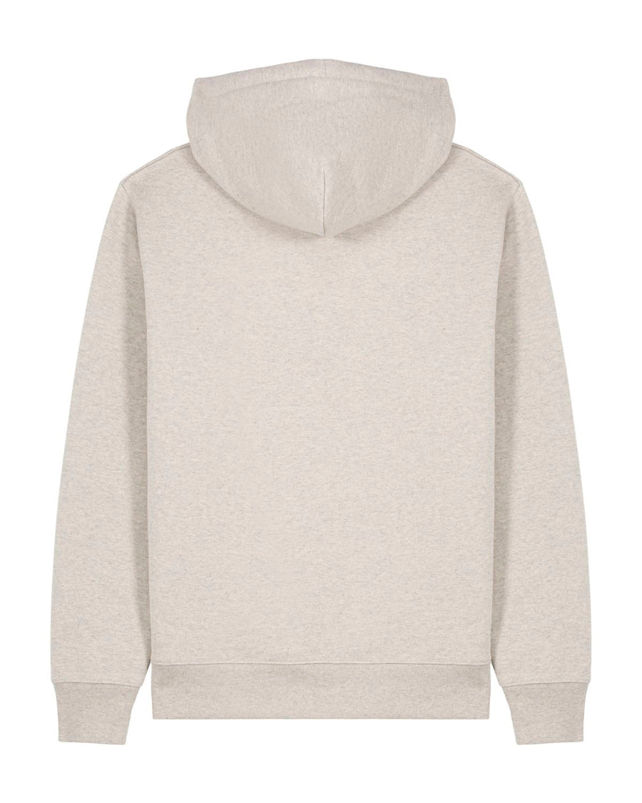 The Stanley/Stella STSU177 Stella/Stella Cruiser 2.0 in Heather Haze (C731) is a unisex hoodie featuring a back view, long sleeves, a ribbed hem, and is crafted from organic cotton.