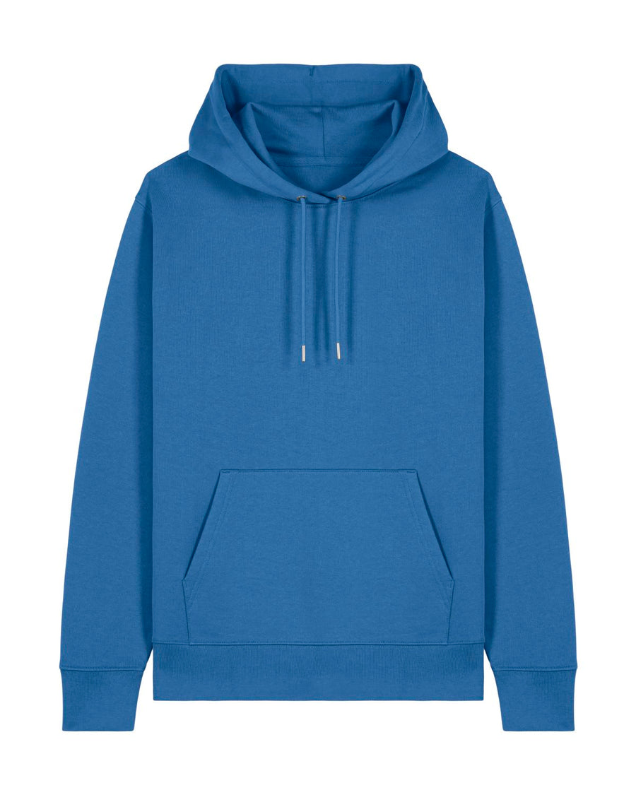 The Stanley/Stella STSU177 Stella/Stella Cruiser 2.0 Mindful Blue (C729) is an organic cotton unisex hoodie sweatshirt with a front pocket and drawstring hood.