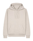 The Stanley/Stella STSU177 Stella/Stella Cruiser 2.0 in Heather Haze (C731) is an iconic unisex hoodie made from organic cotton, featuring a plain light gray design with a front pocket and drawstrings.