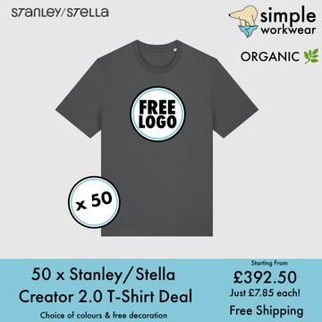 BUNDLE X 50 Stanley/Stella Creator 2.0 T-Shirts With Free DTG Print