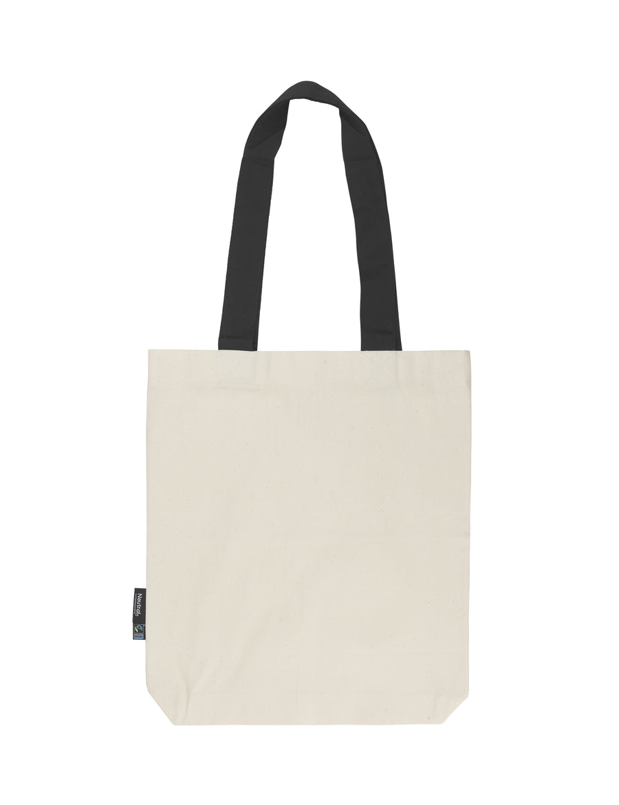 O90002 Neutral Fairtrade Organic Cotton Twill Bag With Contrast Handles