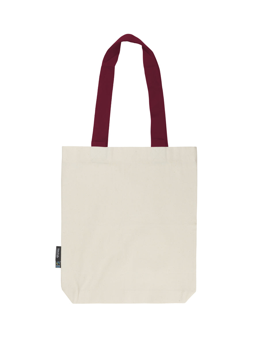 O90002 Neutral Fairtrade Organic Cotton Twill Bag With Contrast Handles